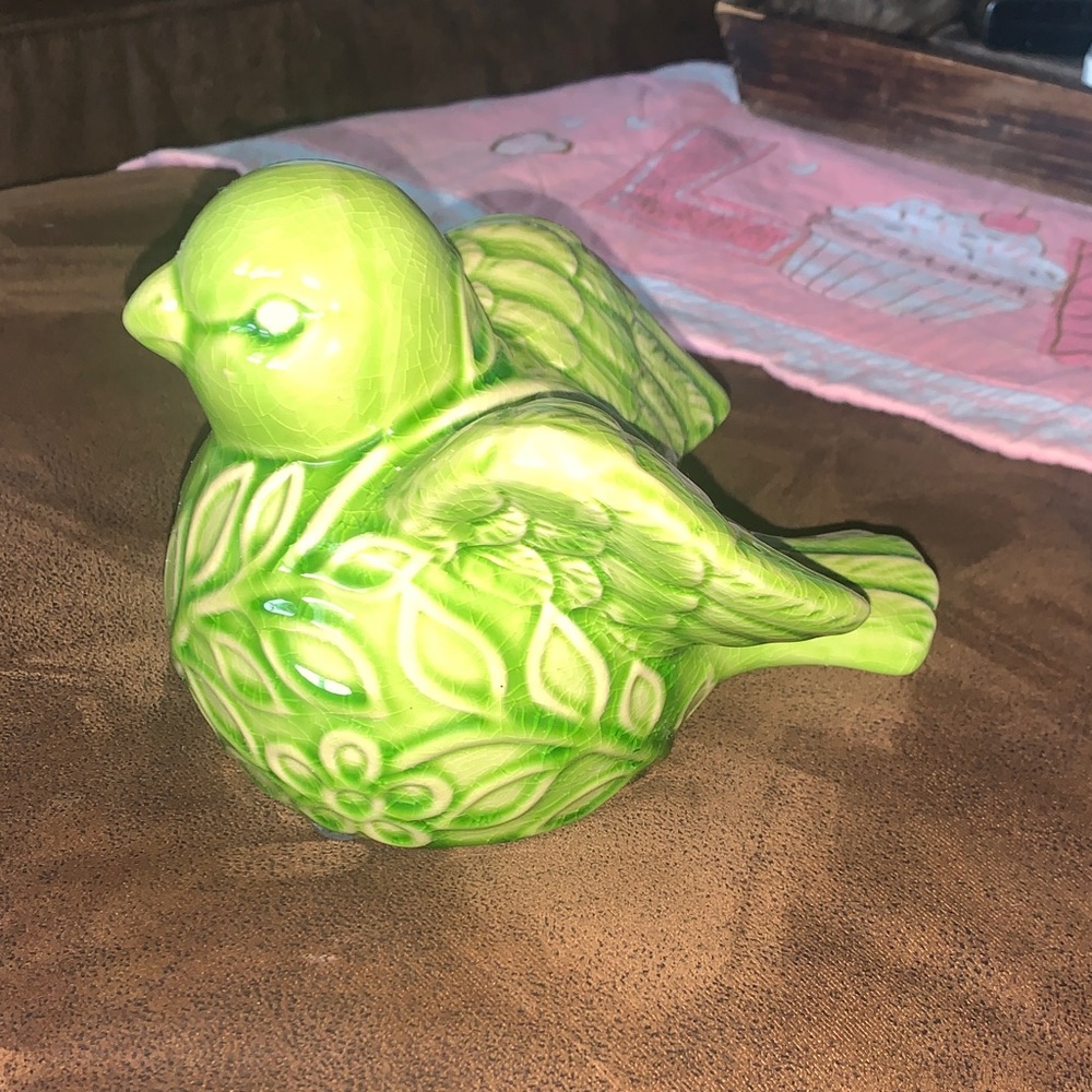 Green Ceramic Bird Figurine